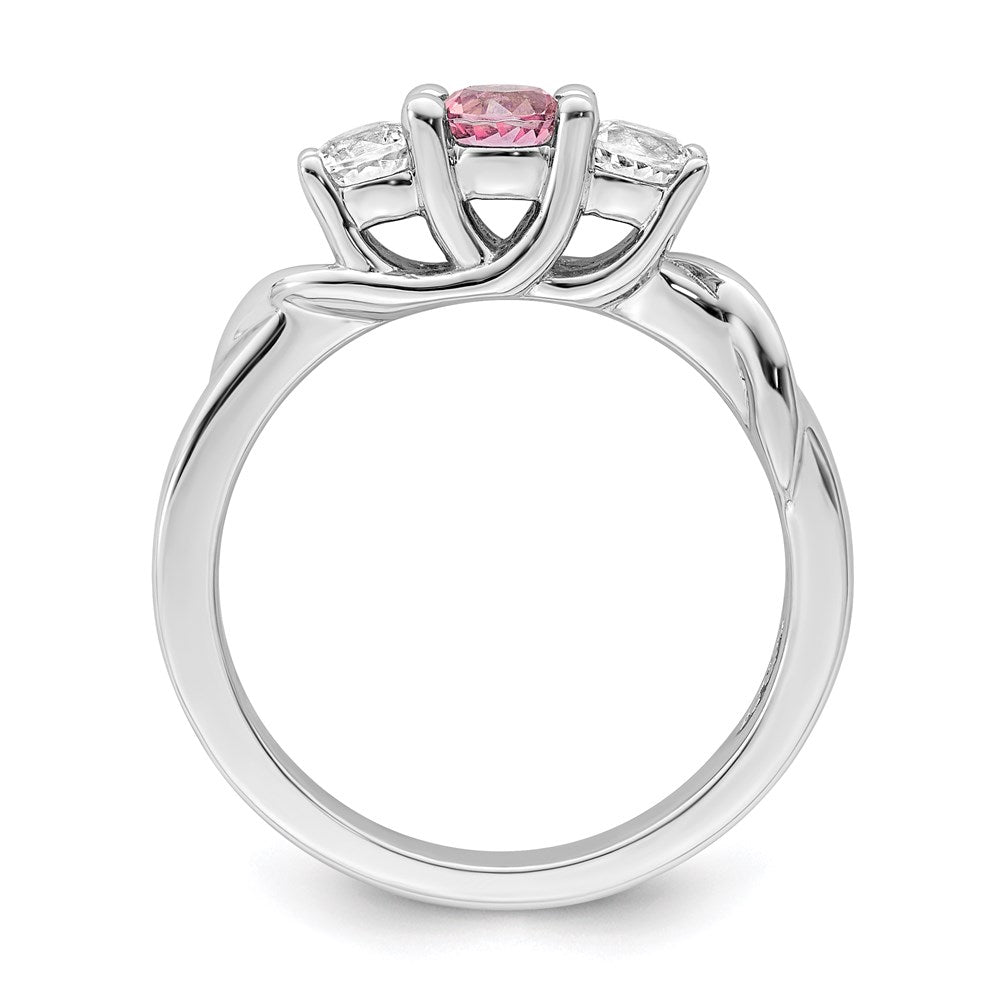 GSS Sterling Silver Rhodium-plated White and Pink Topaz Joanna Ring