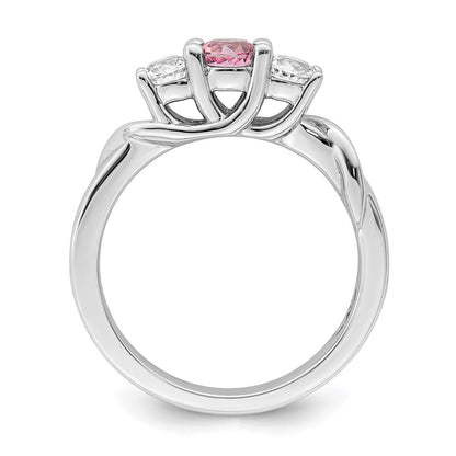 GSS Sterling Silver Rhodium-plated White and Pink Topaz Joanna Ring