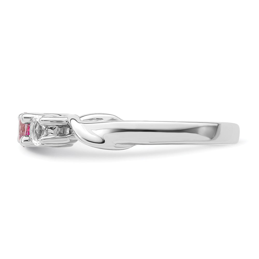 GSS Sterling Silver Rhodium-plated White and Pink Topaz Joanna Ring