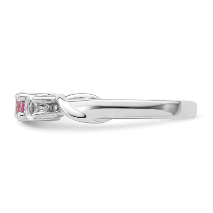 GSS Sterling Silver Rhodium-plated White and Pink Topaz Joanna Ring