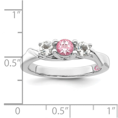 GSS Sterling Silver Rhodium-plated White and Pink Topaz Joanna Ring