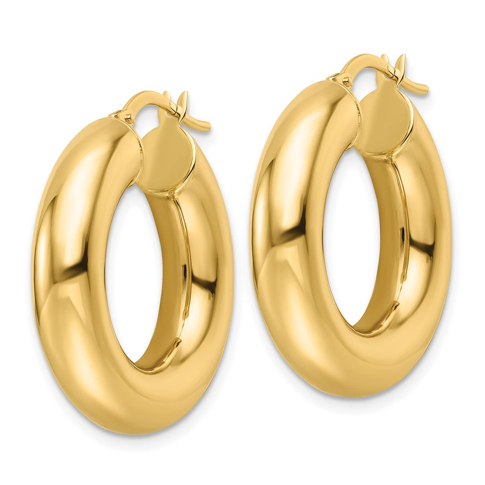 GE 14k Polished 6mm Hollow Round Tube Round Hoop Earrings