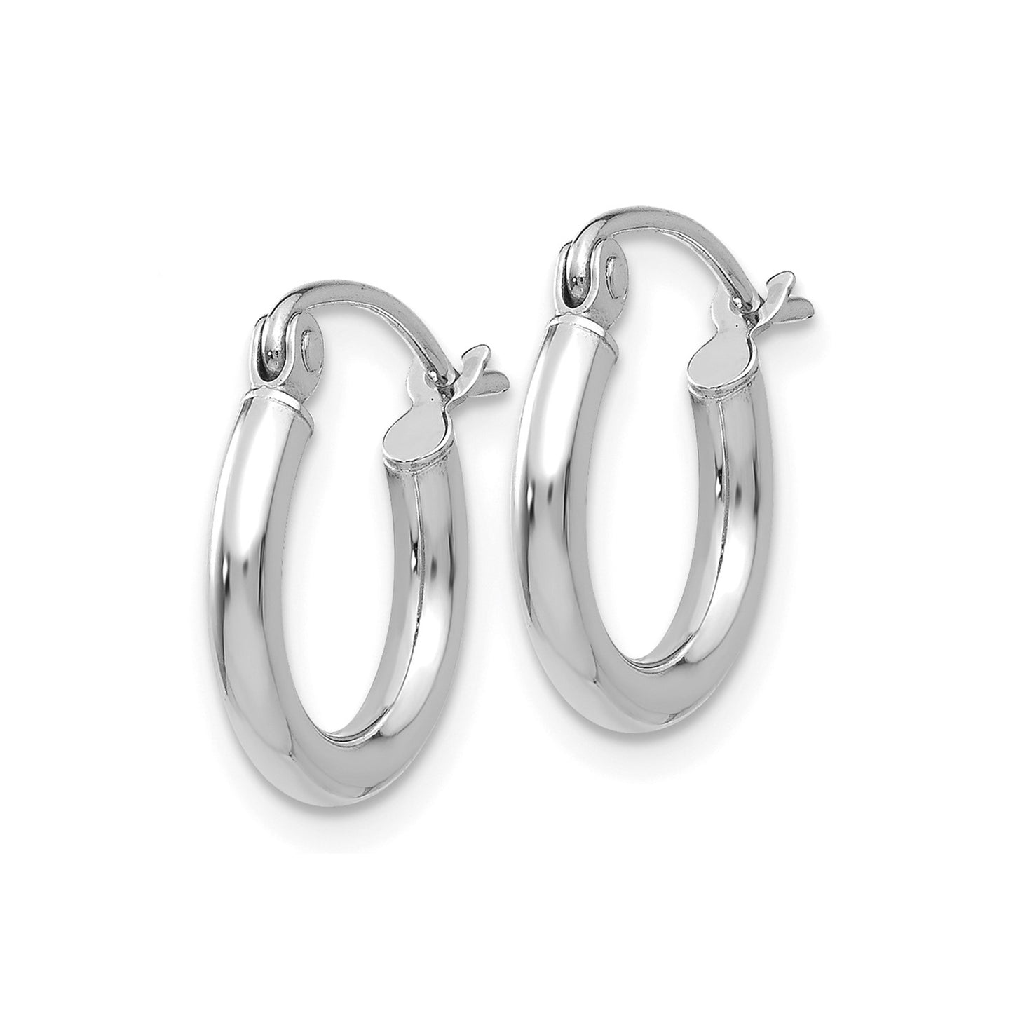 14k White Gold Polished 2x12mm Tube Hoop Earrings