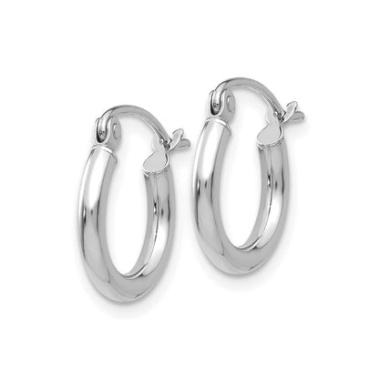 14k White Gold Polished 2x12mm Tube Hoop Earrings