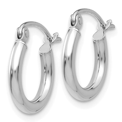GE 14k White Gold Polished 2x12mm Tube Hoop Earrings