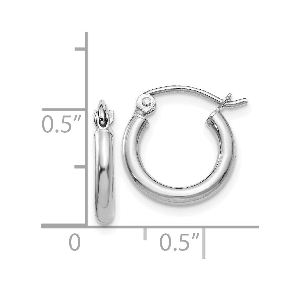 GE 14k White Gold Polished 2x12mm Tube Hoop Earrings