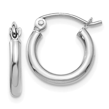 GE 14k White Gold Polished 2x12mm Tube Hoop Earrings