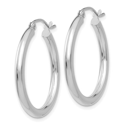 GE 14K White Gold Polished 2.5mm Tube Hoop Earrings