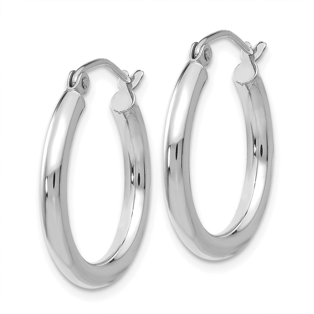 GE 14K White Gold Polished 2.5mm Tube Hoop Earrings
