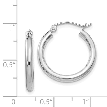 GE 14K White Gold Polished 2.5mm Tube Hoop Earrings