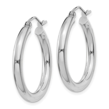 GE 14K White Gold Polished 3mm Tube Hoop Earrings