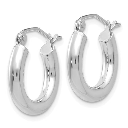 GE 14K White Gold Polished 3mm Tube Hoop Earrings