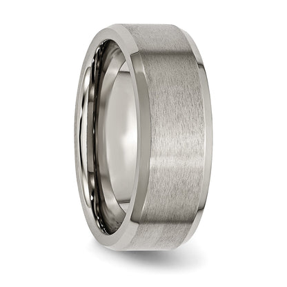 Chisel Titanium Brushed and Polished 8mm Beveled Edge Band