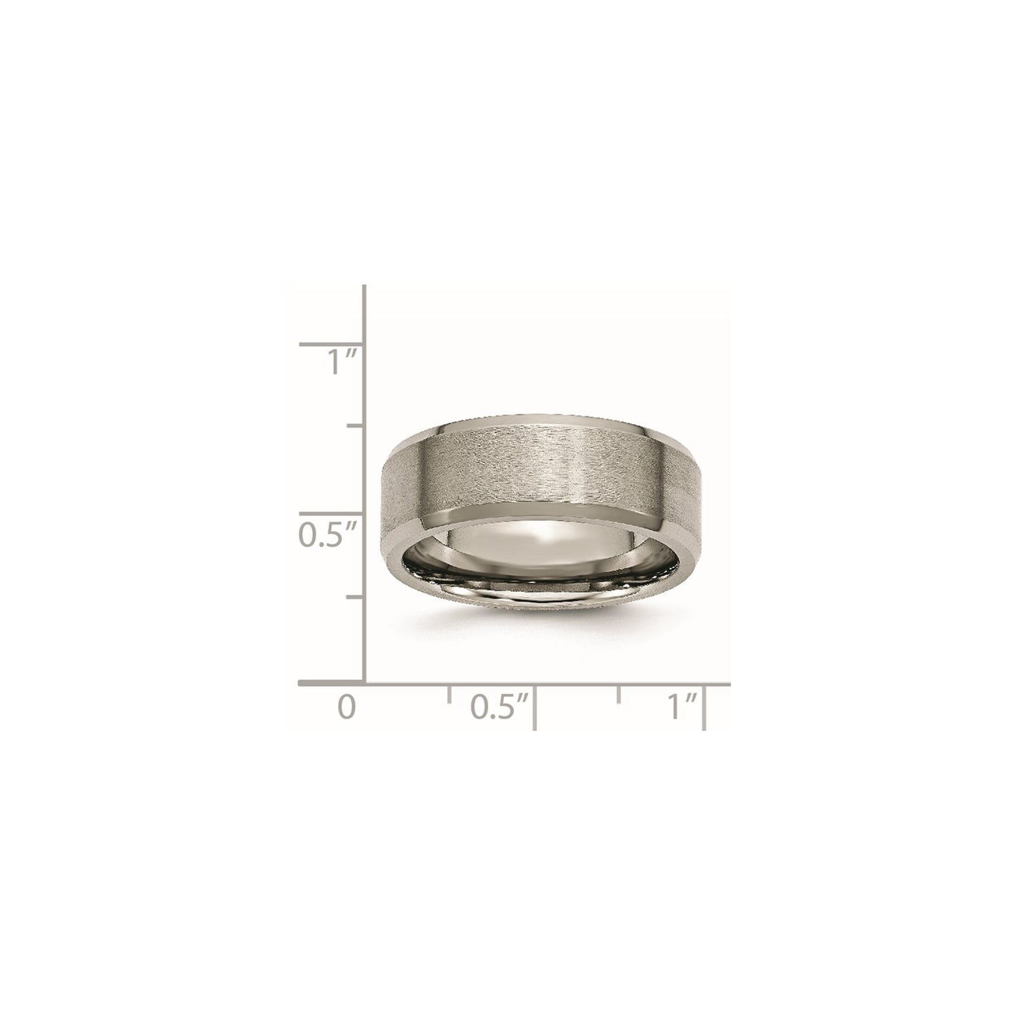 Chisel Titanium Brushed and Polished 8mm Beveled Edge Band