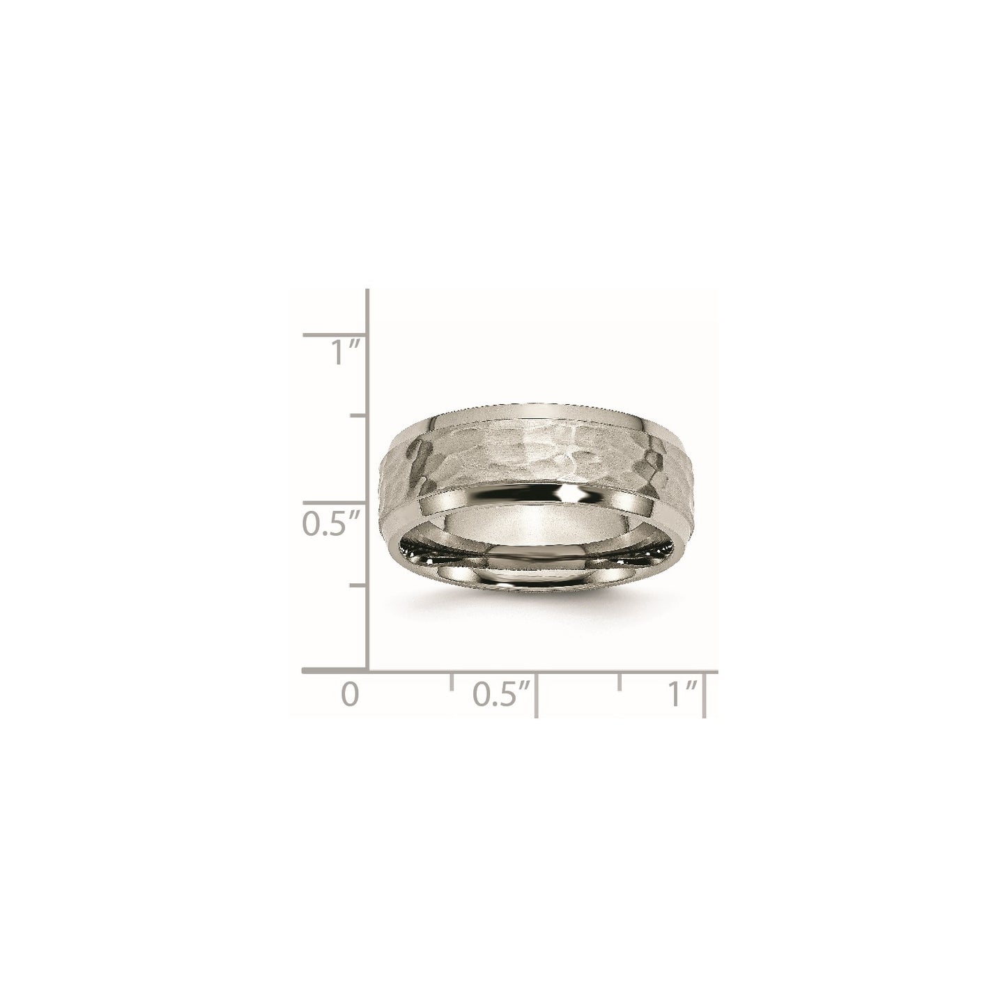 Chisel Titanium Polished and Hammered 8mm Beveled Edge Band