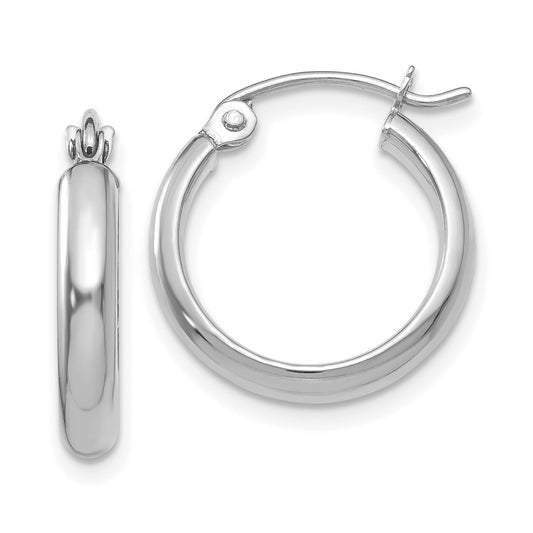 GE 14k White Gold Polished Hoop Earring