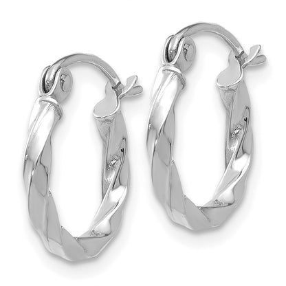 GE 14k WG Twist Polished Hoop Earring