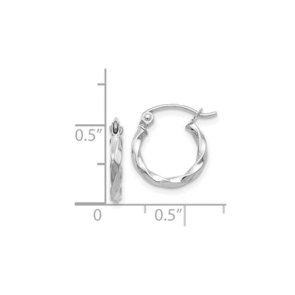 14k WG Twist Polished Hoop Earring