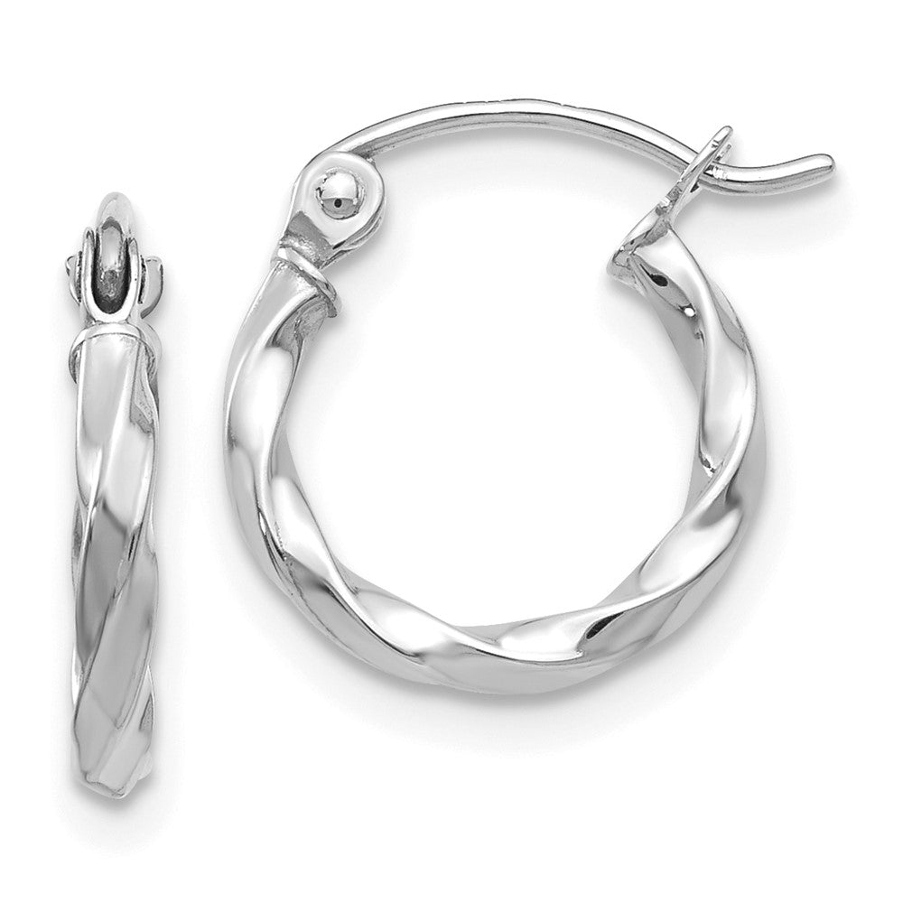 GE 14k WG Twist Polished Hoop Earring
