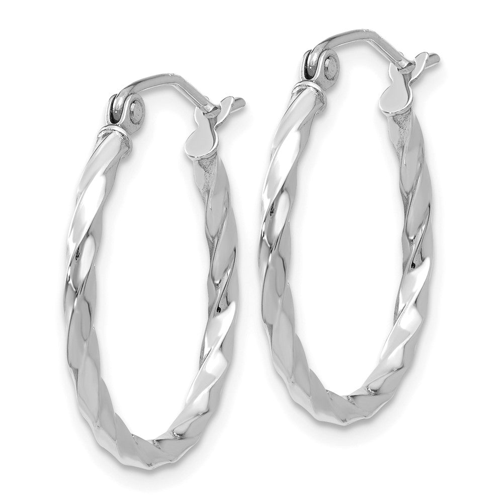 GE 14k WG Twist Polished Hoop Earring