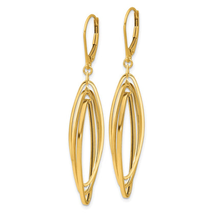 GE 14k Polished Oval Twisted Dangle Leverback Earrings