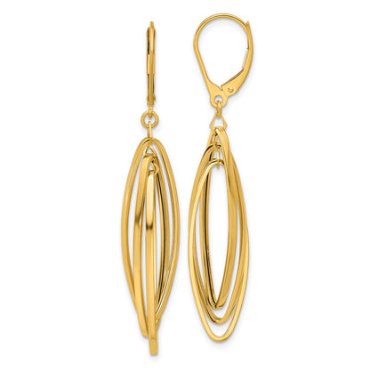 GE 14k Polished Oval Twisted Dangle Leverback Earrings