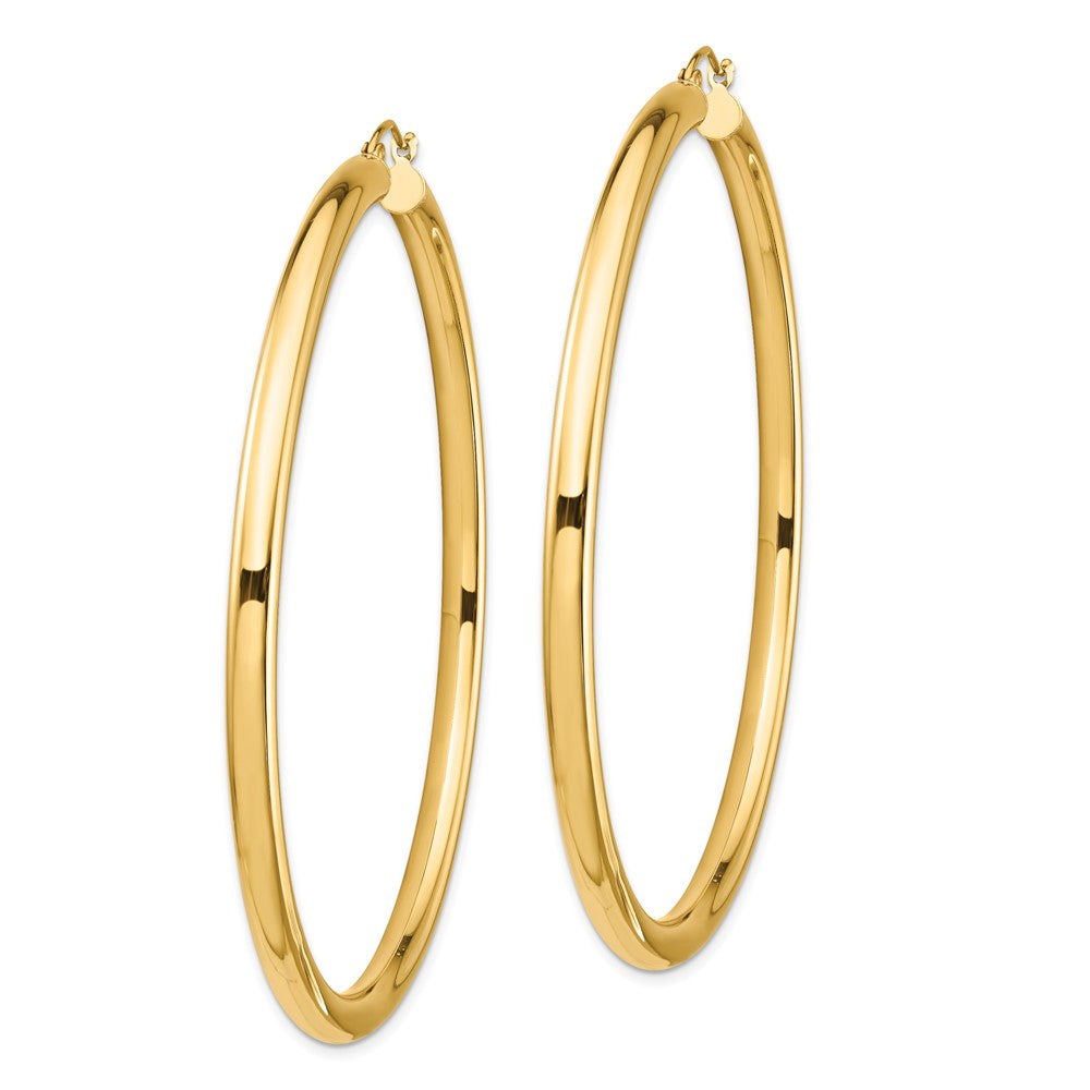 GE 14k Polished 4x70mm Lightweight Round Tube Hoop Earrings