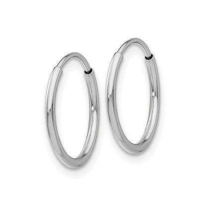 14k White Gold Polished Endless Tube Hoop Earrings