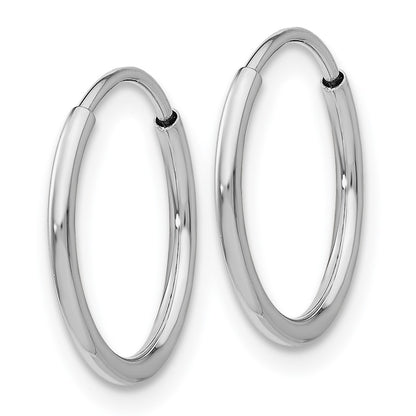 GE 14k White Gold 1.20mm Polished Endless Tube Hoop Earrings