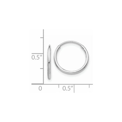 GE 14k White Gold 1.20mm Polished Endless Tube Hoop Earrings