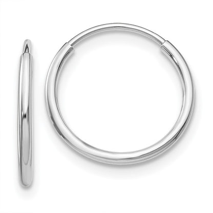 GE 14k White Gold 1.20mm Polished Endless Tube Hoop Earrings