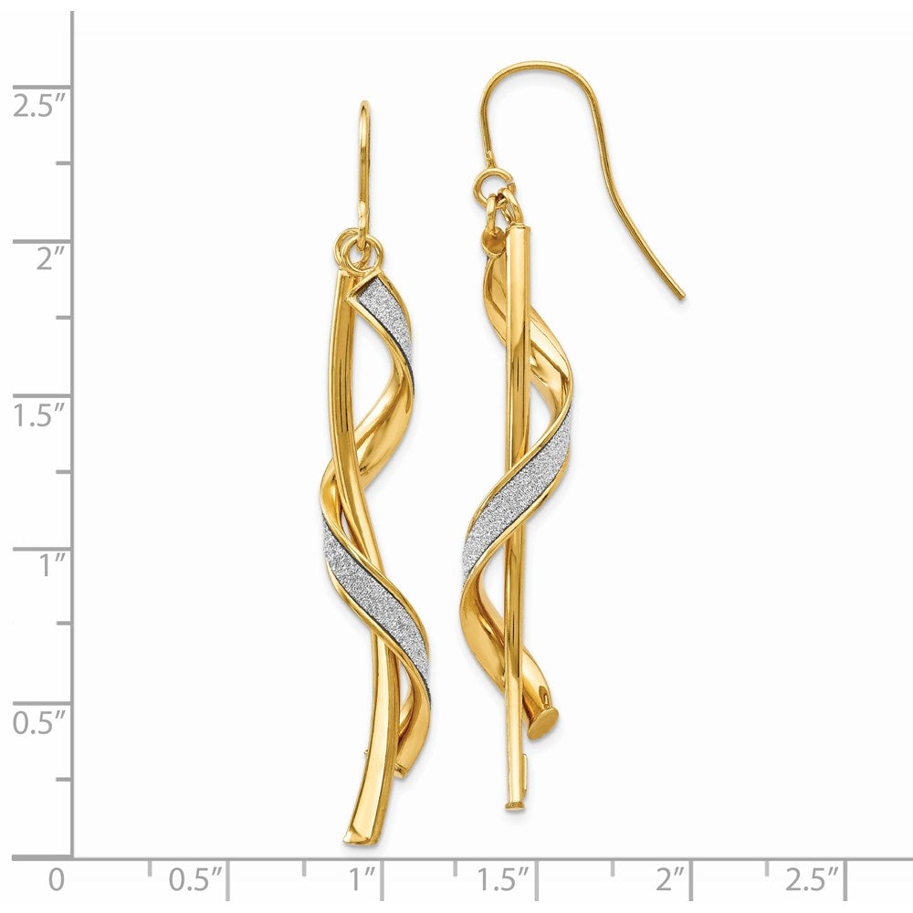 GE 14k Polished Glitter Infused Spiral Dangle Earrings