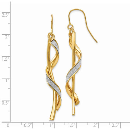 GE 14k Polished Glitter Infused Spiral Dangle Earrings
