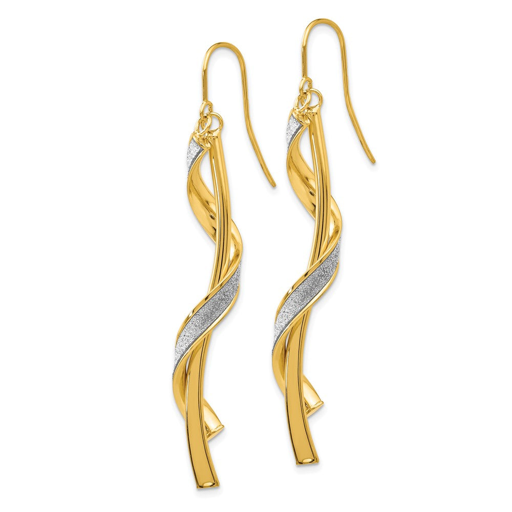 GE 14k Polished Glitter Infused Spiral Dangle Earrings