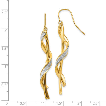 GE 14k Polished Glitter Infused Spiral Dangle Earrings