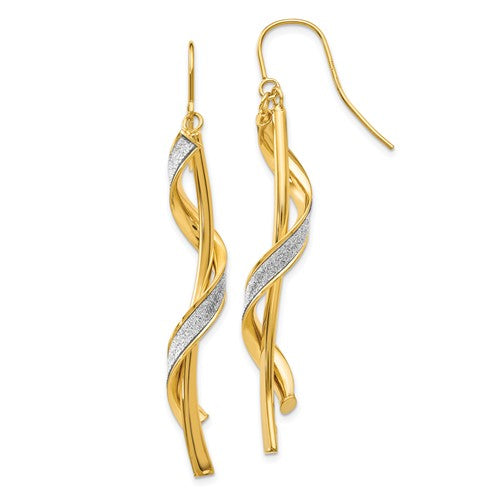 GE 14k Polished Glitter Infused Spiral Dangle Earrings
