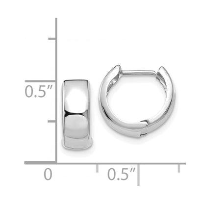 GE 14k White Gold Polished Hinged Hoop Earrings