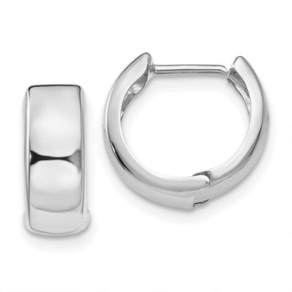 GE 14k White Gold Polished Hinged Hoop Earrings