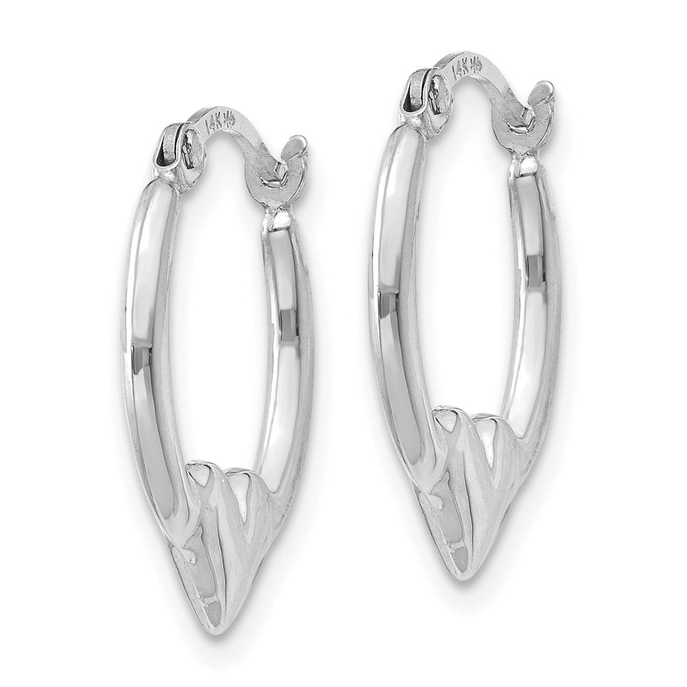 GE 14k White Gold Heart Hoop Earrings