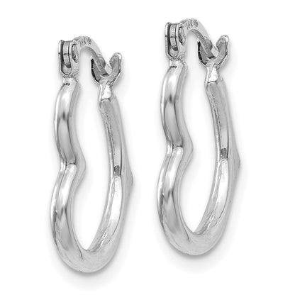 GE 14K White Gold Heart Shaped Hollow Hoop Earrings