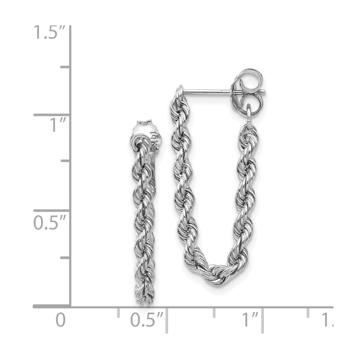 14K White Gold Rope Chain Dangle Post Earring