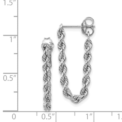 GE 14K White Gold Rope Chain Dangle Post Earring