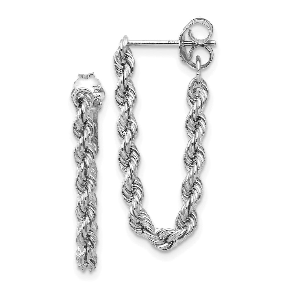 GE 14K White Gold Rope Chain Dangle Post Earring