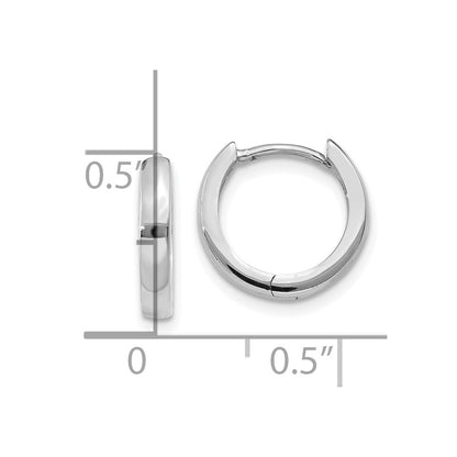 GE 14k White Gold 1.8mm Round Hinged Hoop Earrings