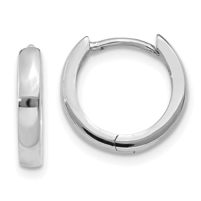 GE 14k White Gold 1.8mm Round Hinged Hoop Earrings