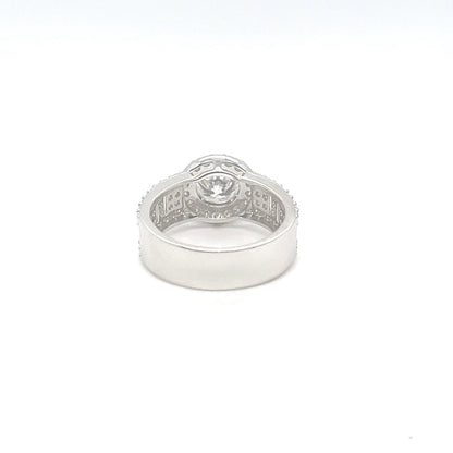 Round Side Accented Ring 1.5CT | Rhodium Plated Sterling Silver | Moissanite | Through Thick & Thin