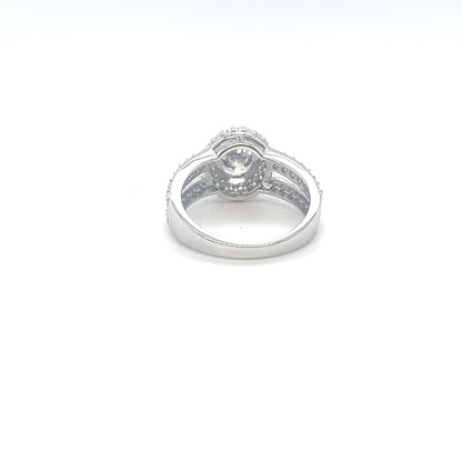 Oval Accented Ring 2CT | Rhodium Plated Sterling Silver | Moissanite | Through Thick & Thin