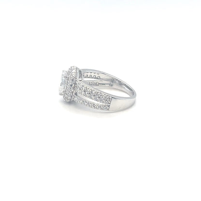 Oval Accented Ring 2CT | Rhodium Plated Sterling Silver | Moissanite | Through Thick & Thin