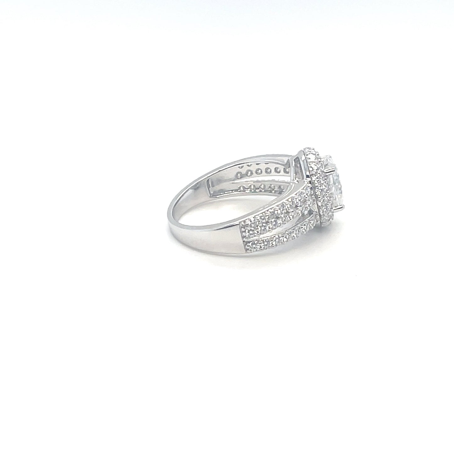 Oval Accented Ring 2CT | Rhodium Plated Sterling Silver | Moissanite | Through Thick & Thin