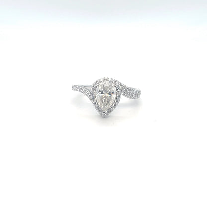 Pear Accented Ring 2CT | Rhodium Plated Sterling Silver | Moissanite | Through Thick & Thin